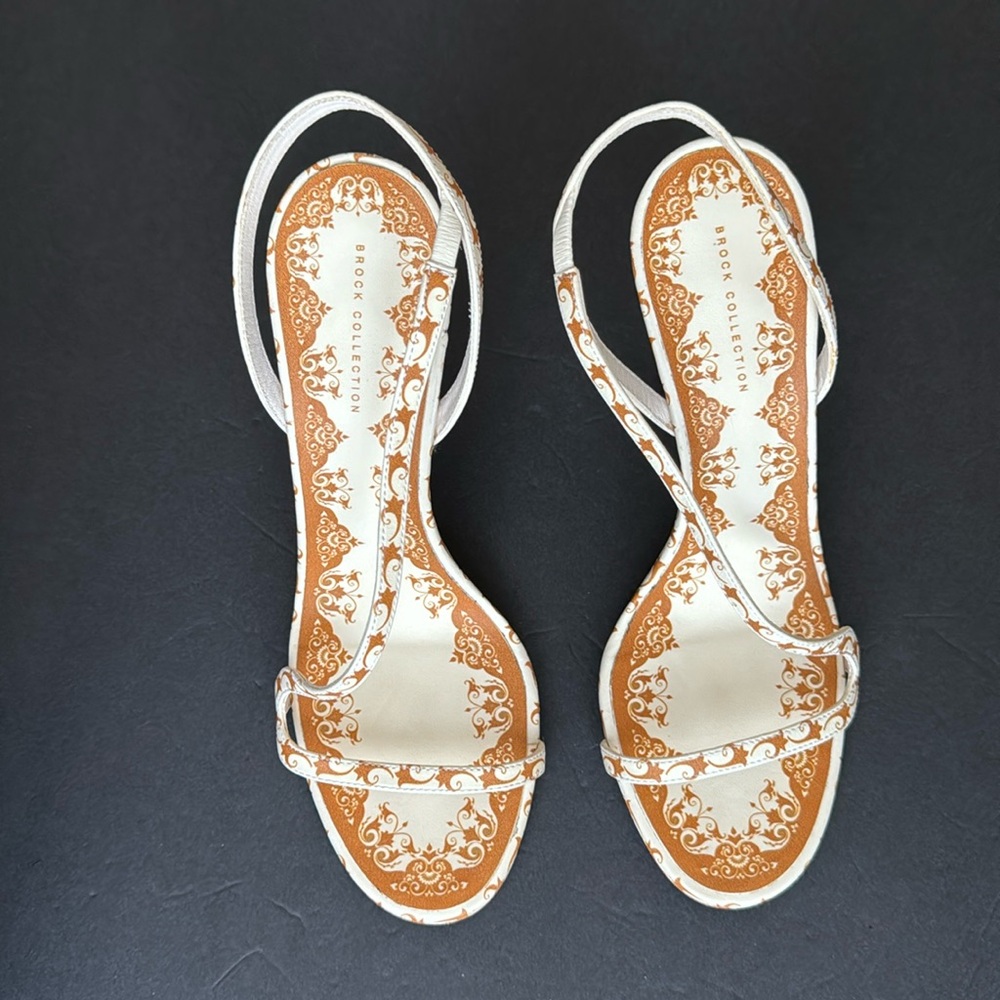 Brock Collection Grecian Orange & Cream Sandals Size 40 - Picture 4 of 10